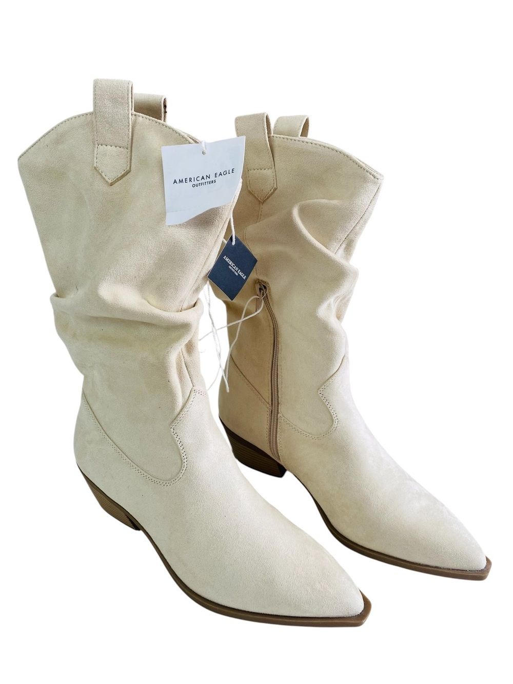 American Eagle Ivory Slouchy Cowboy Boots Size 9